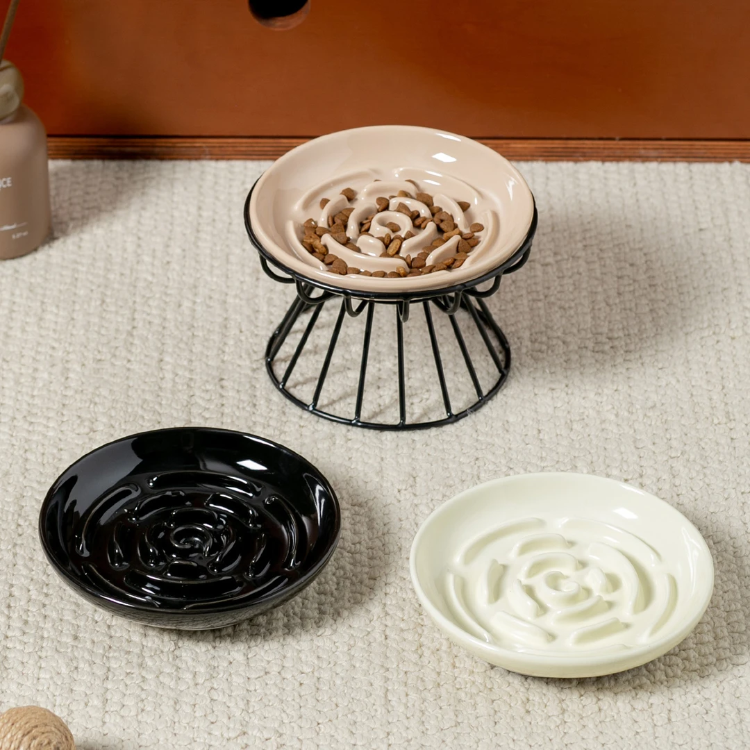 简约风6寸迷宫舔食盘陶瓷慢食盘防打翻猫碗狗碗防噎缓食盆幼猫碗