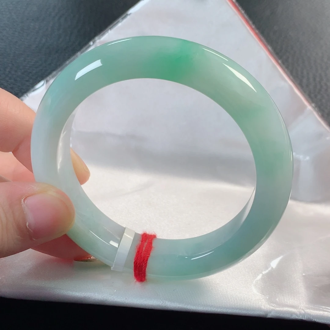 翡翠手镯未镶嵌缅甸天然翡翠手镯53.8