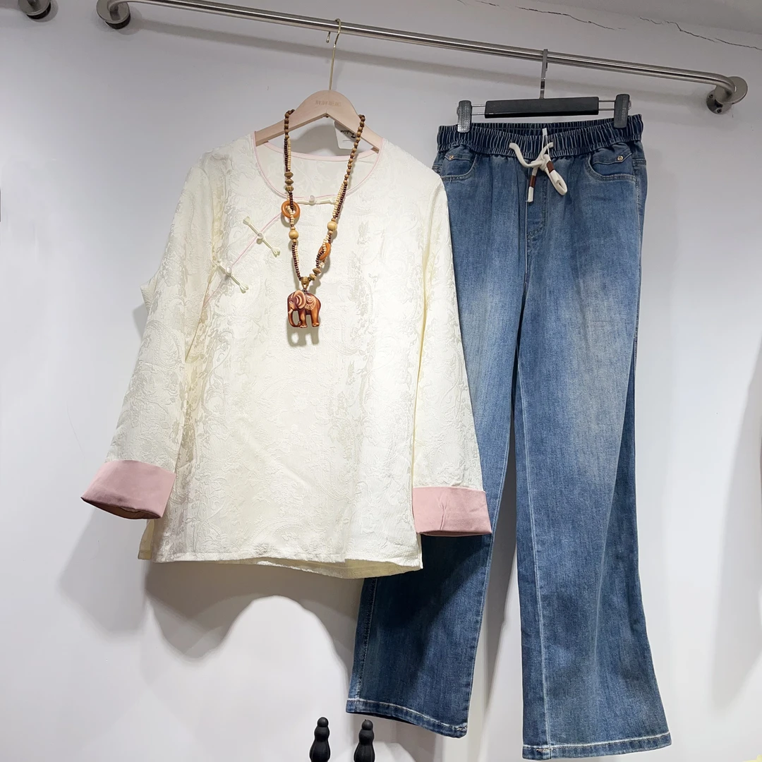 胖胖肥肥春季新款加肥加大码国风小衫