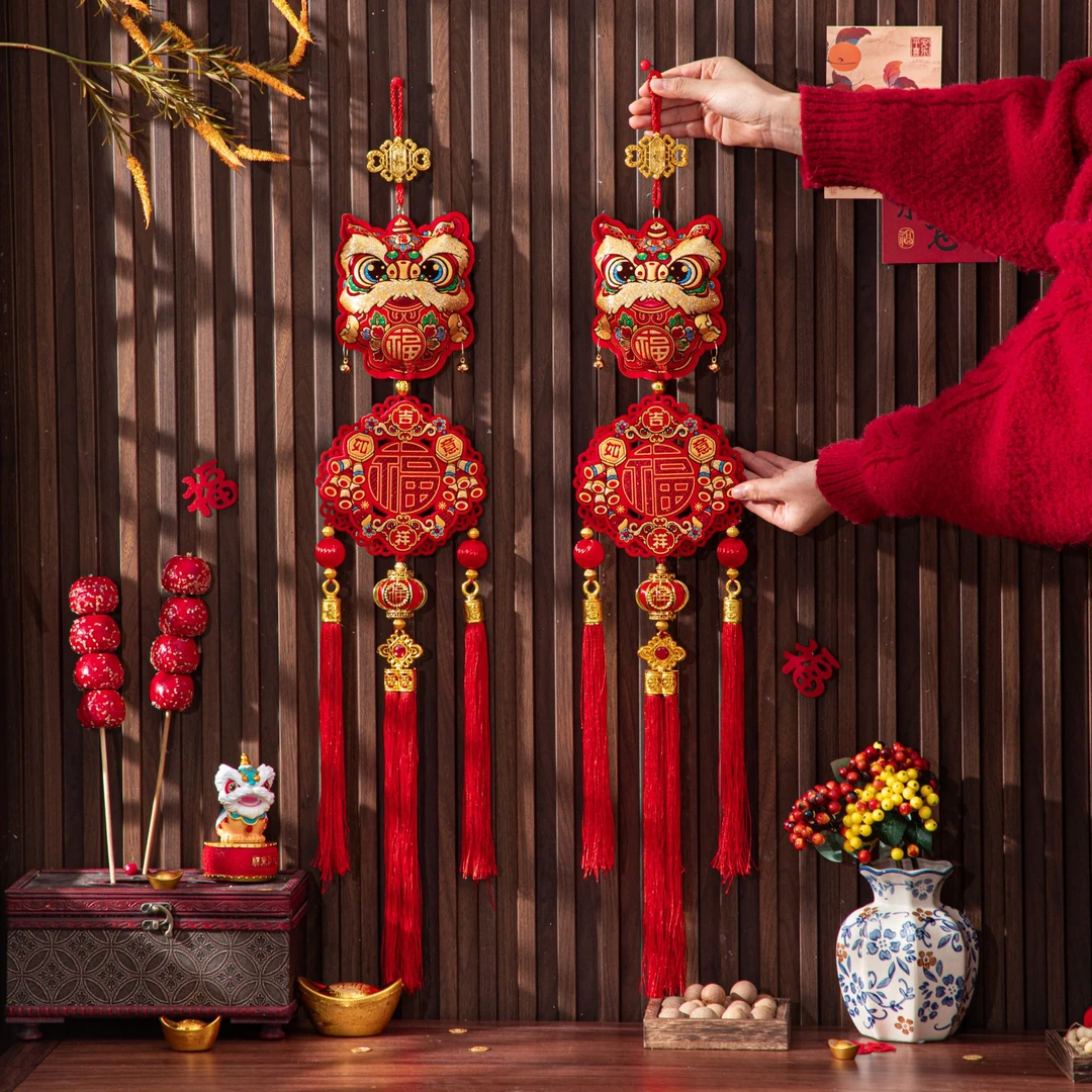 2026新款【醒狮圆福】新年乔迁装扮用品中式室内挂饰新年装饰挂件