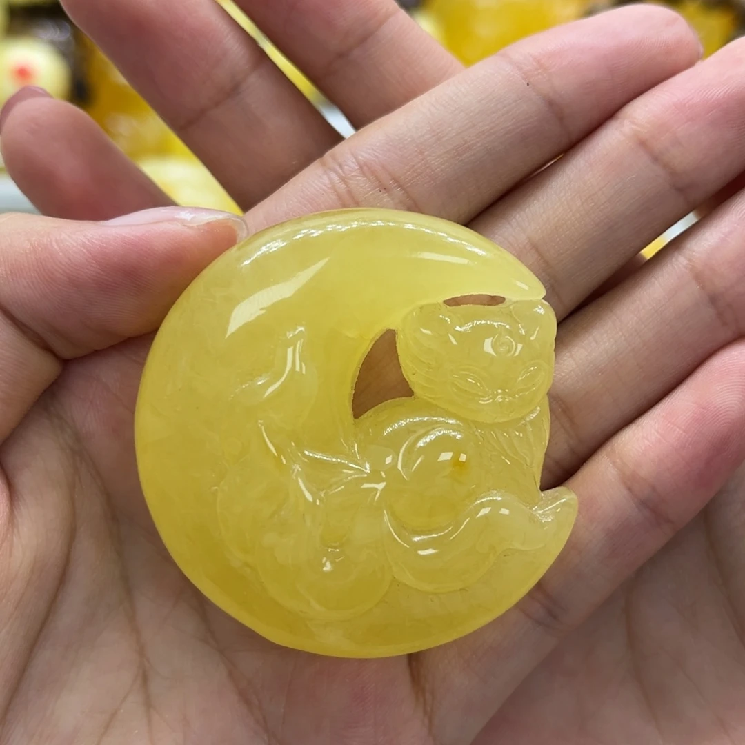 未镶嵌琥珀手链天然琥珀蜜蜡月亮狐狸21.1g