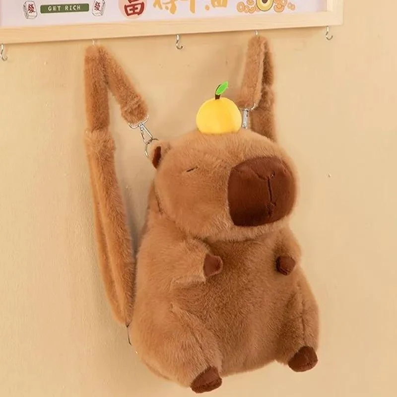 水豚卡皮巴拉丑萌毛绒玩具肩包可爱学生生日礼物公仔双肩斜跨背包