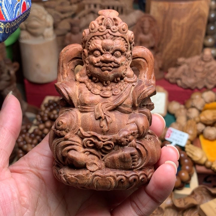 檀香木把件老山檀黄财神瑕疵