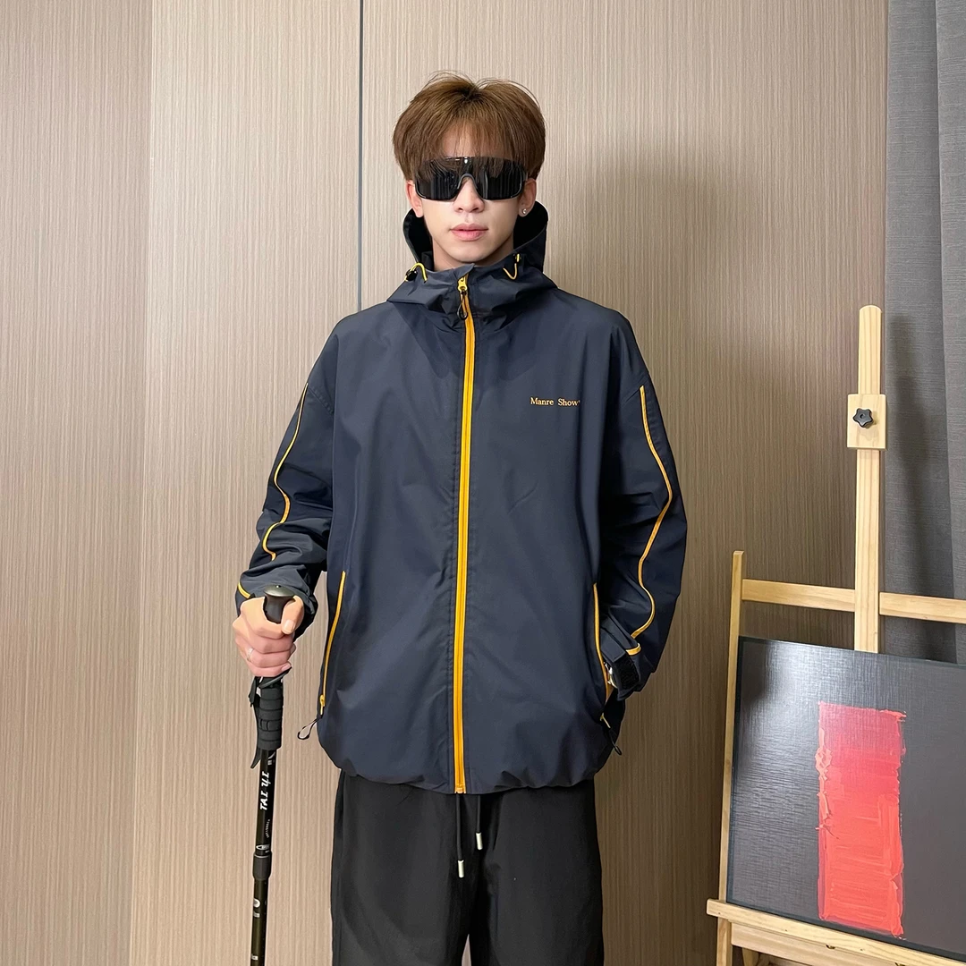 MANRE SHOW秋季新款连帽潮流冲锋夹克户外防风宽松百搭外套上衣