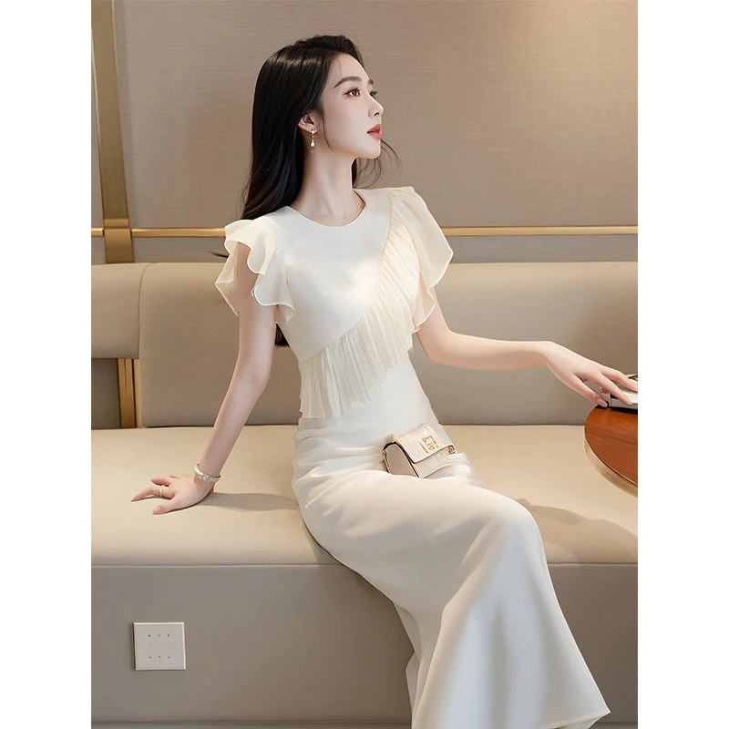 【2680人收藏】法式独特绝美小个子白色雪纺连衣裙夏季小众不撞款超