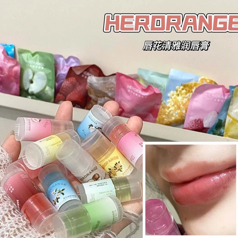 mini水果味透明无色润唇膏滋润保湿修护唇油口红打底淡化唇纹学生