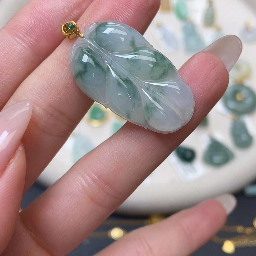 翡翠18K金镶嵌吊坠(不含链)