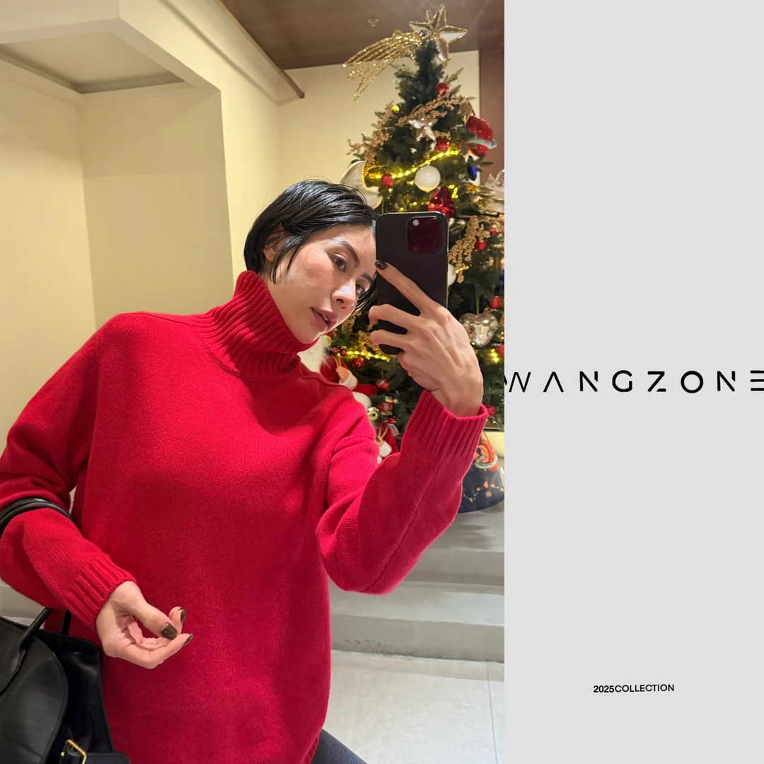 WANG ZONE｜软糯羊绒羊毛宽松圆领针织松弛慵懒中袖上衣羊