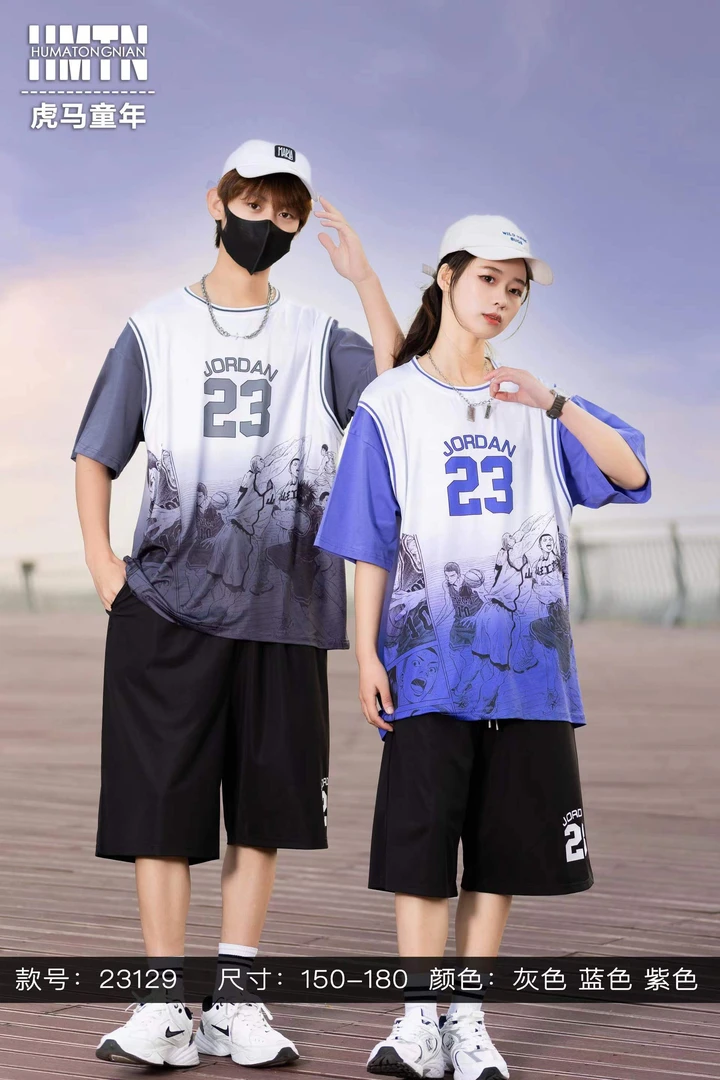 青少年大童男女同款速干休闲运动时尚短裤套装虎马129