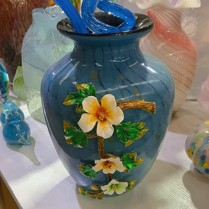 琉璃琉璃花瓶高30口8