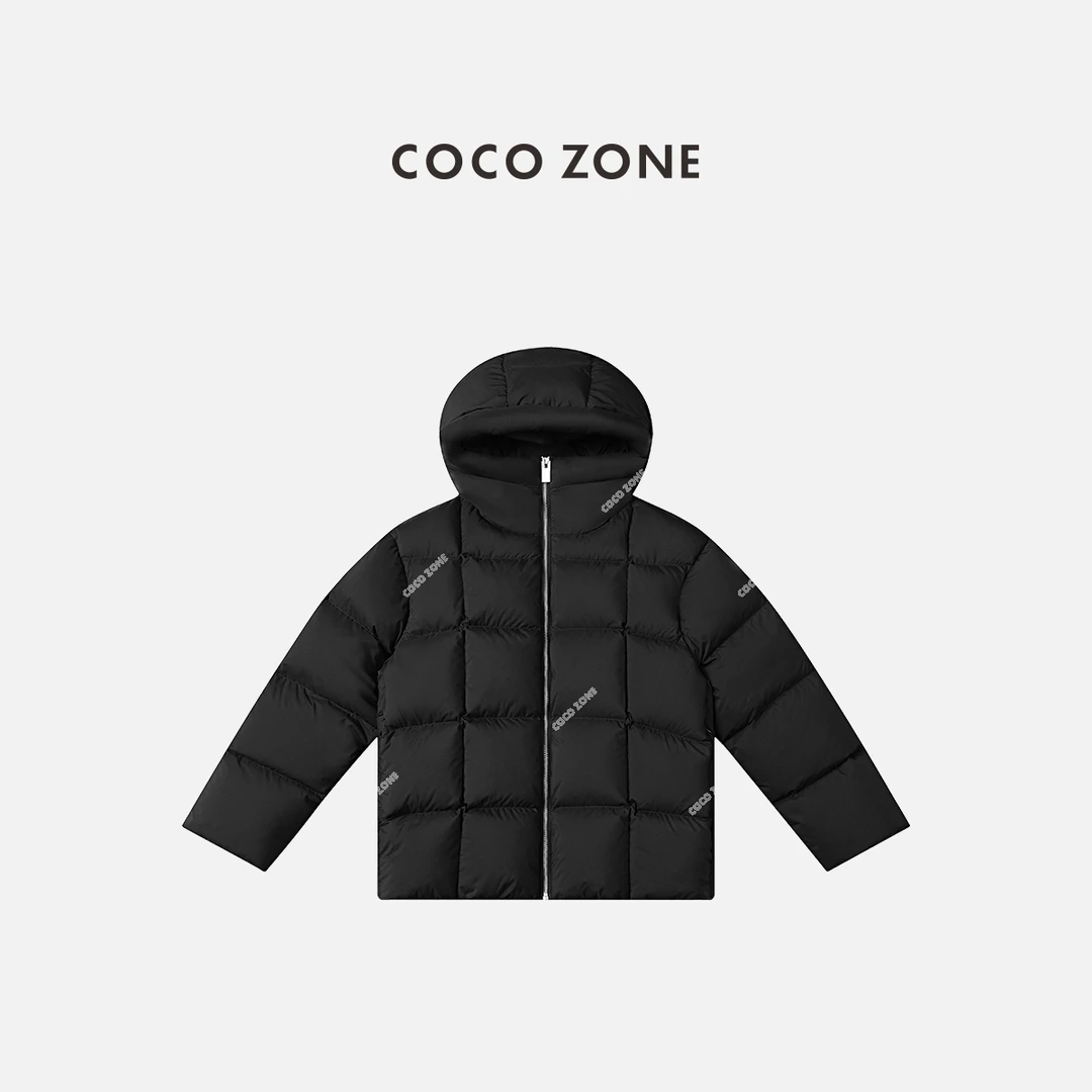 COCO ZONE 刘一一 “九宫格”90鹅绒冬季连帽保暖羽绒服CC2D3366