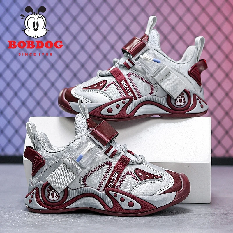 巴布豆男童鞋子皮面防水2025春秋新款时尚软底耐磨男宝儿童运动鞋