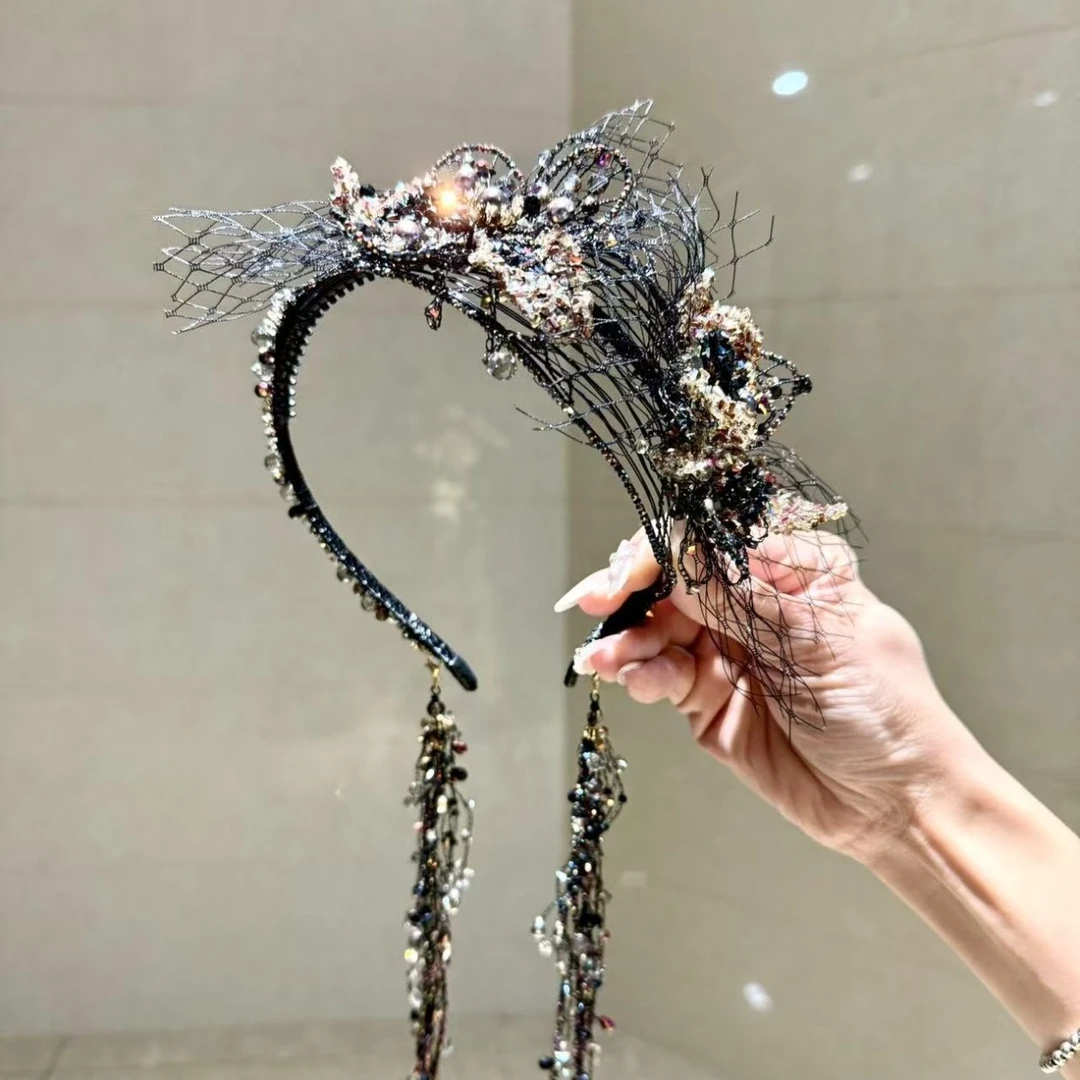 【莫奈海之星】黑金百合系列侧边细跟发箍设计轻奢气质高级感日常