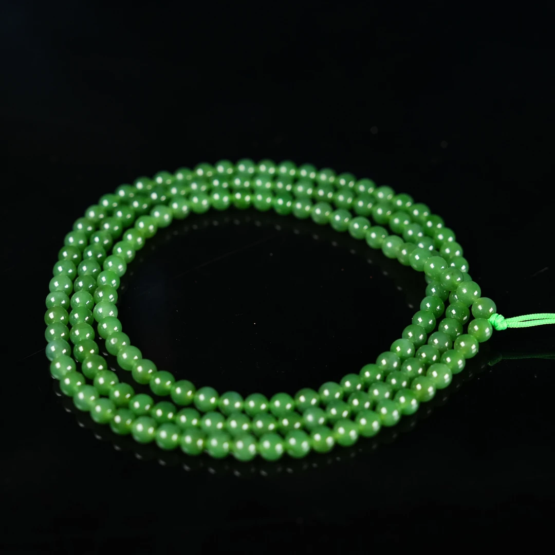 和田玉碧玉小米珠链4mm圆珠女款项链玉珠颈链505211