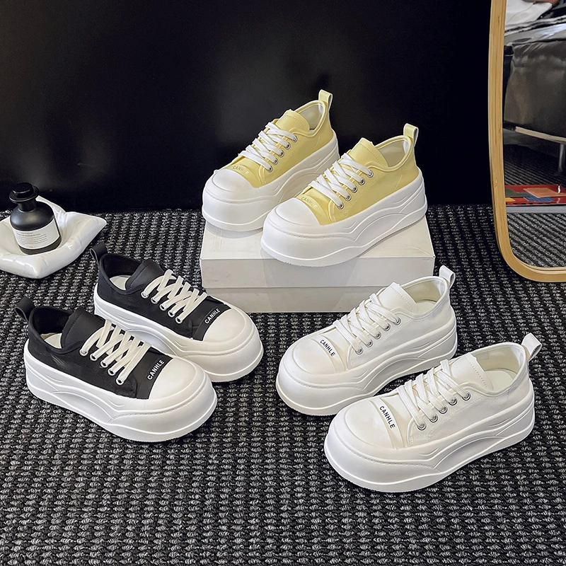 【升级版网纱】欧洲站厚底小白鞋2025夏透气贝壳头韩版网红休闲板鞋