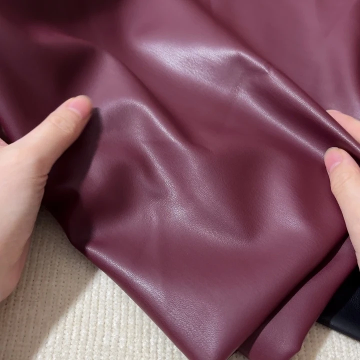 混纺紫红色高货麂皮1.5米