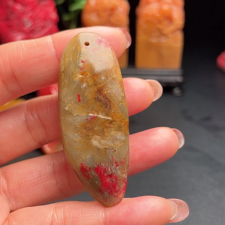 昌化鸡血石淮**边昌化田印章闲章把件挂件