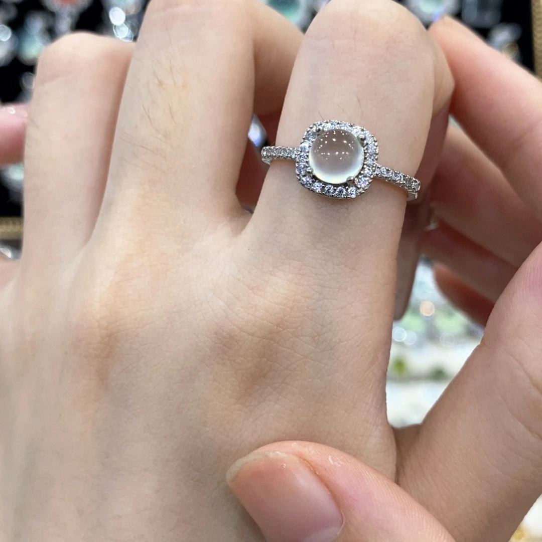 银S925镶嵌蛇纹石玉戒指