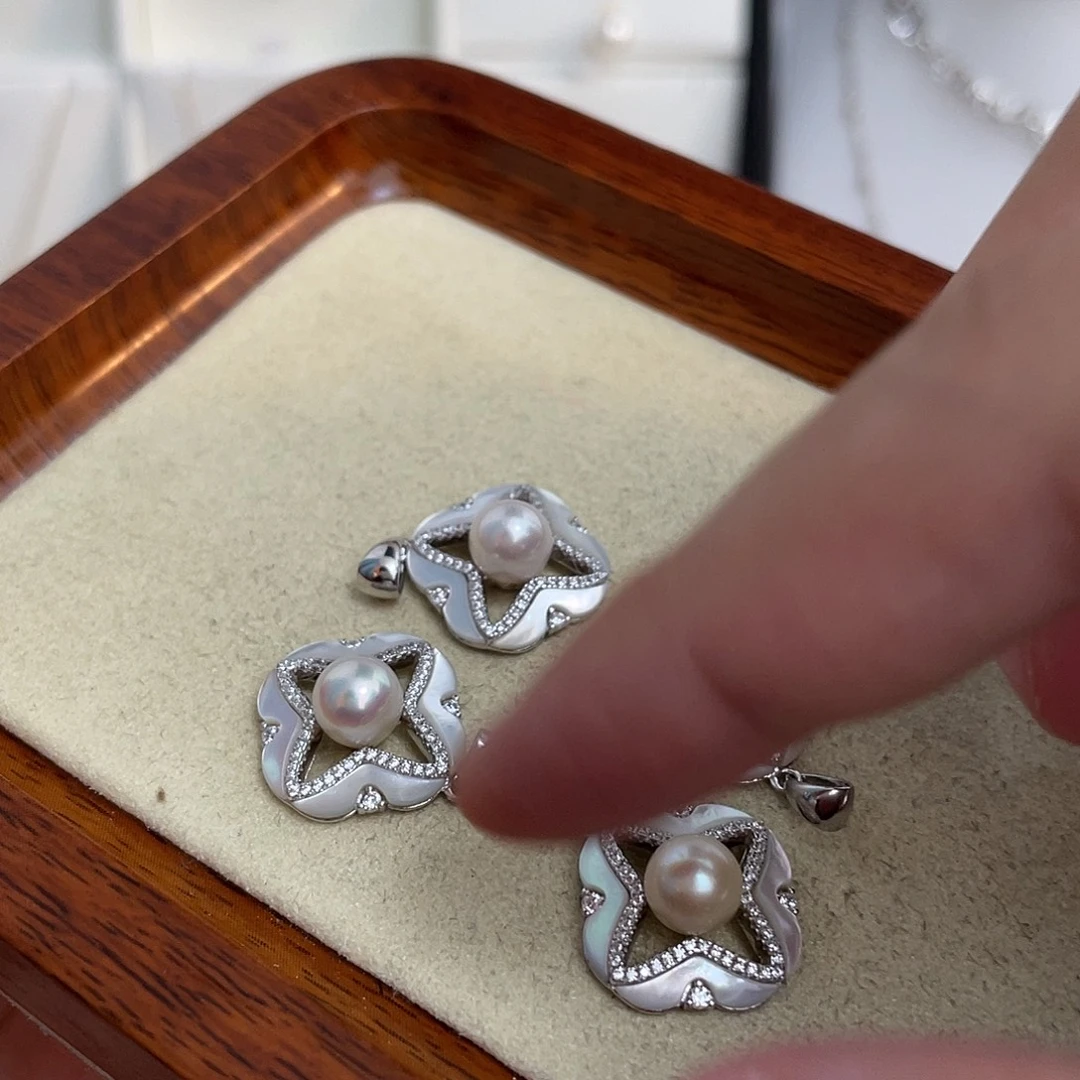 海水珍珠银S925镶嵌颈饰