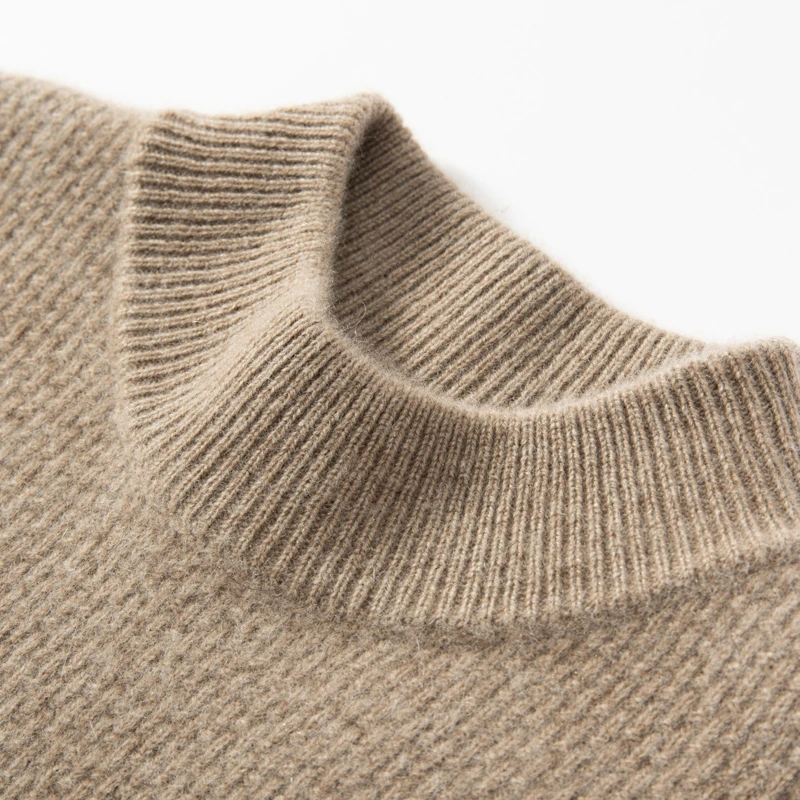 男士纯山羊绒衫长袖针织休闲宽松半高领加厚纯色秋冬时尚百搭修身