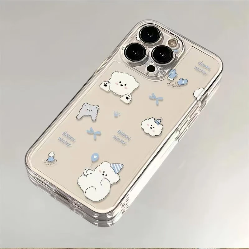 洁白小熊适用于苹果16ProMaxiphone手机壳太空壳国风保护套可爱