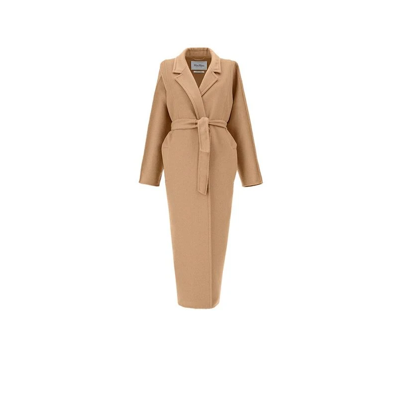 未使用 MaxMara 女款驼色束腰式长款翻领羊毛大衣送老婆送女友