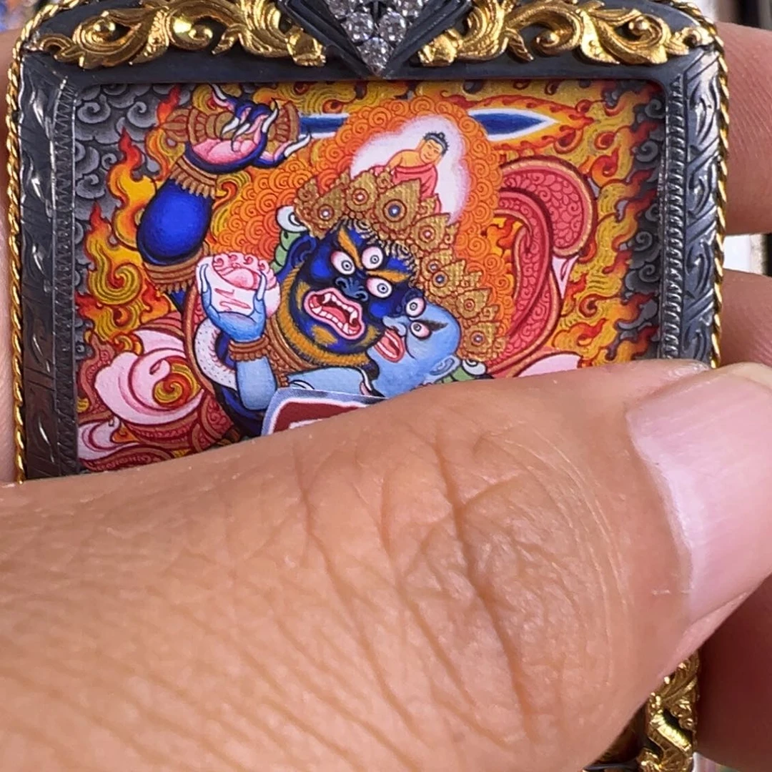 齐***锵吊坠限量黄财手绘唐卡定制