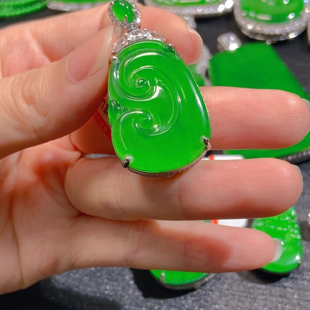 翡翠银S925镶嵌吊坠(不含链)