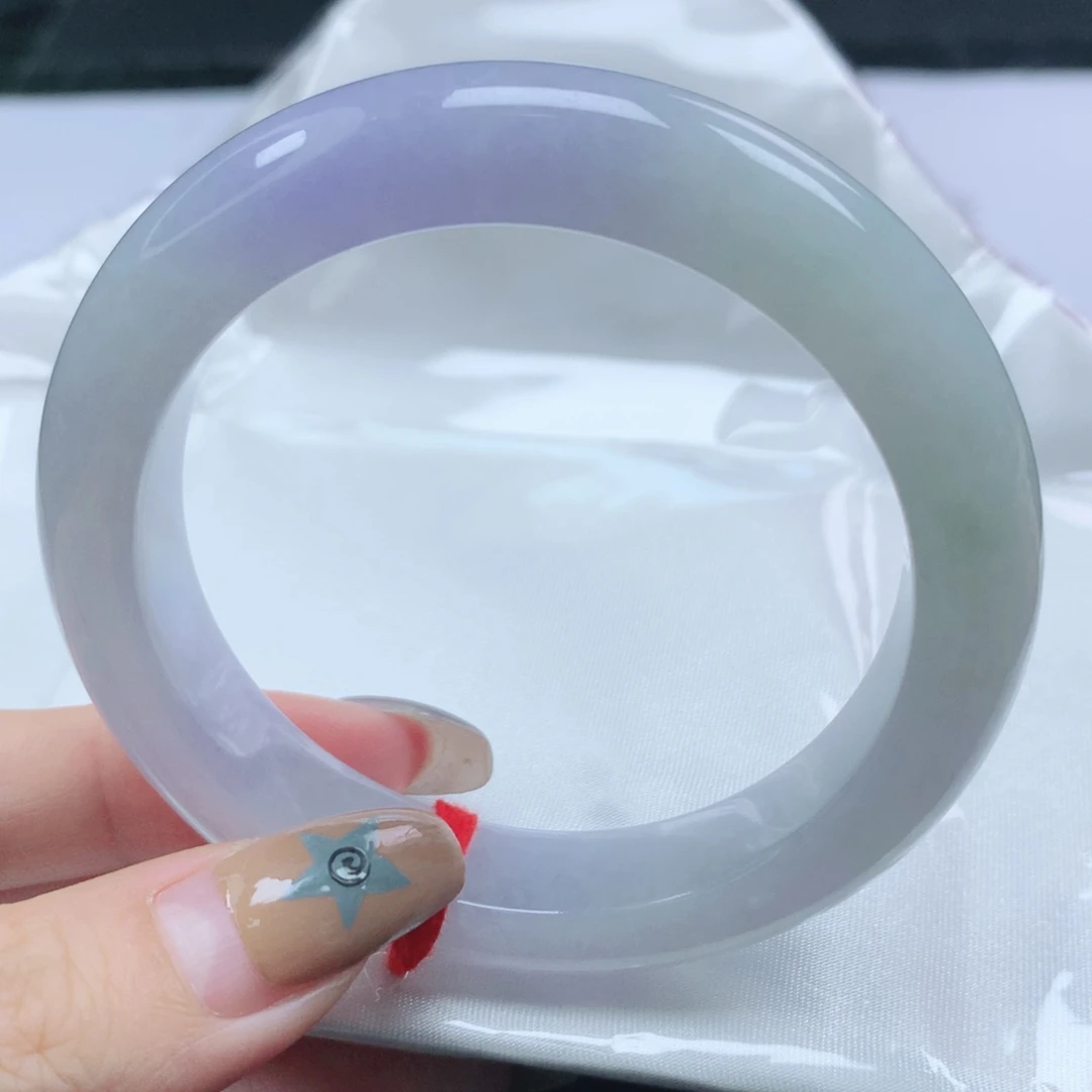 翡翠未镶嵌手镯翡翠54.5春彩正圈