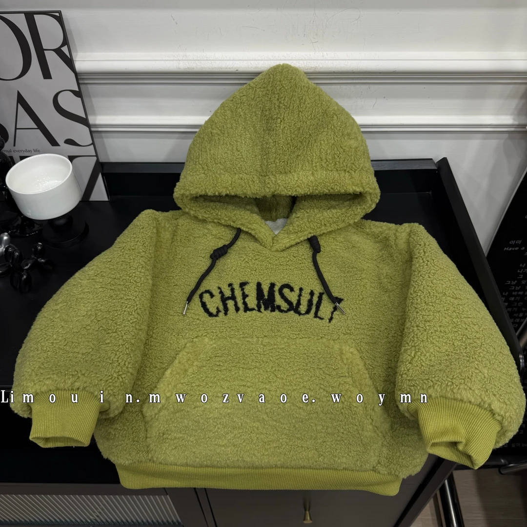 男女童加绒加厚卫衣冬季新款儿童休闲保暖羊羔绒连帽上衣