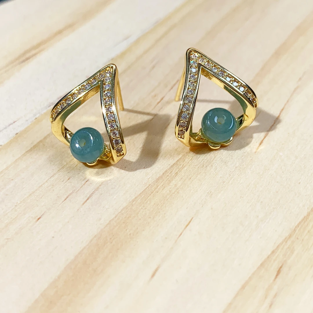 【珠宝一姐】和田玉耳钉 2412230588（一件/多样性发货）