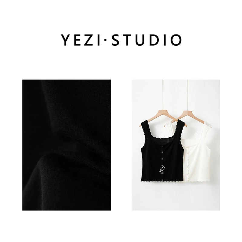 叶子定制【云柔小背心】精仿羊绒羊毛贝壳扣花边背心25123005-2/20