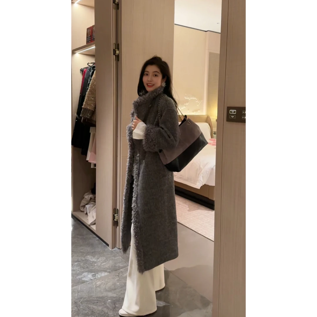 【N·COU】25冬新款【南韩贵女】中长款羊毛百搭外套DY10866