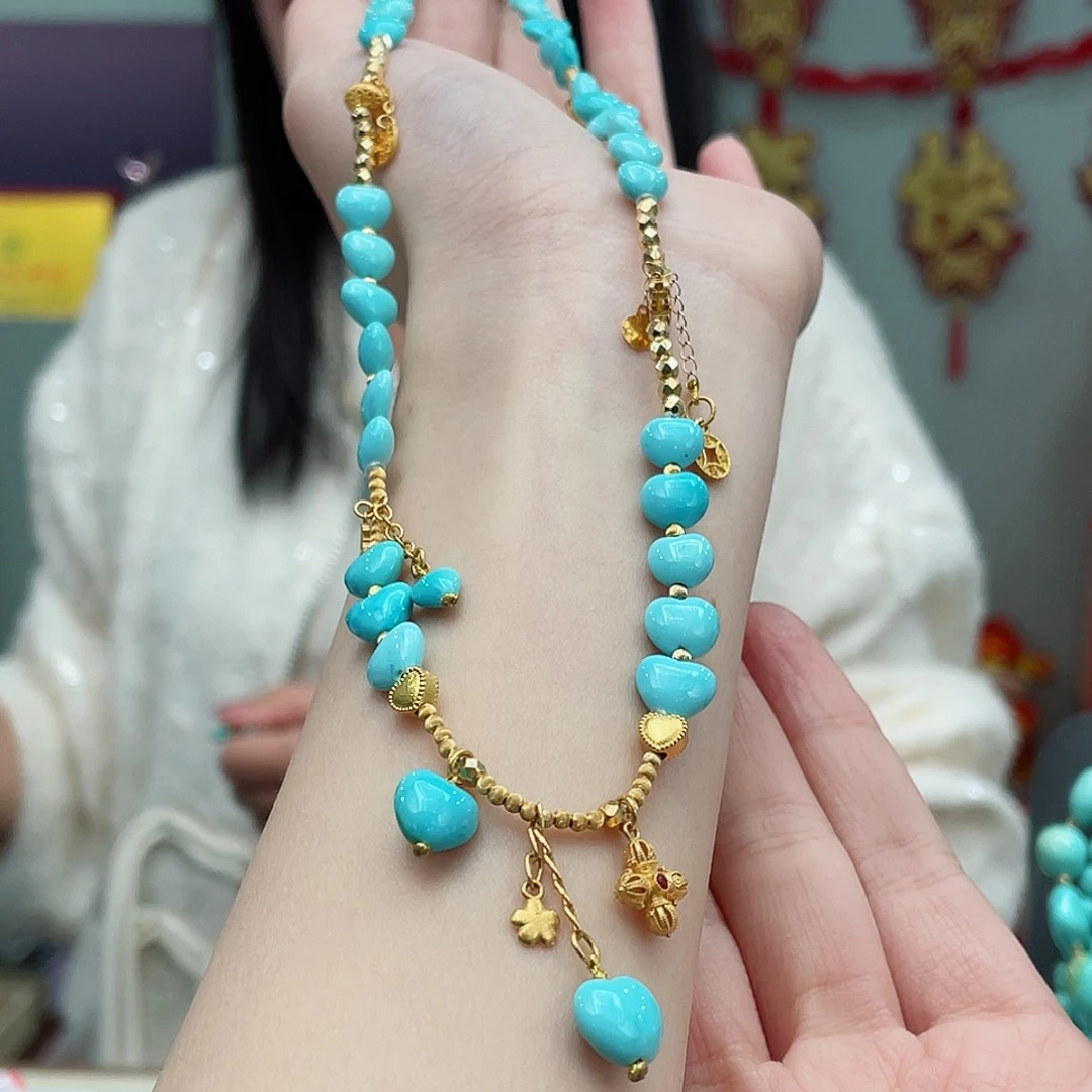 绿松石颈饰18K金镶嵌