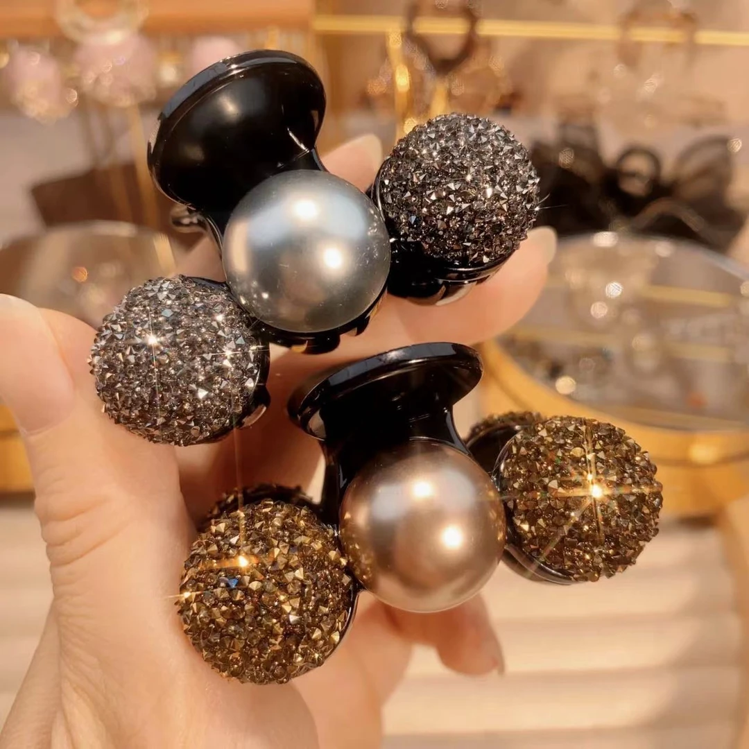 小抓夹轻奢设计感珠珠时尚百搭重工后脑勺半扎发饰