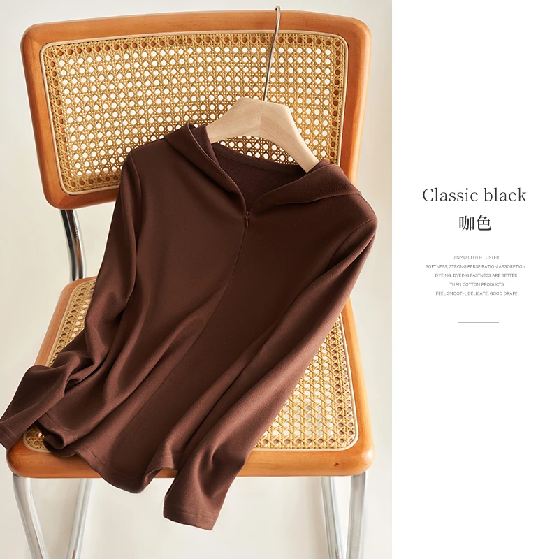 ~亲肤·暖~发热德绒康纶航天防风美雅碧拉链帽衫时尚打底衫22390