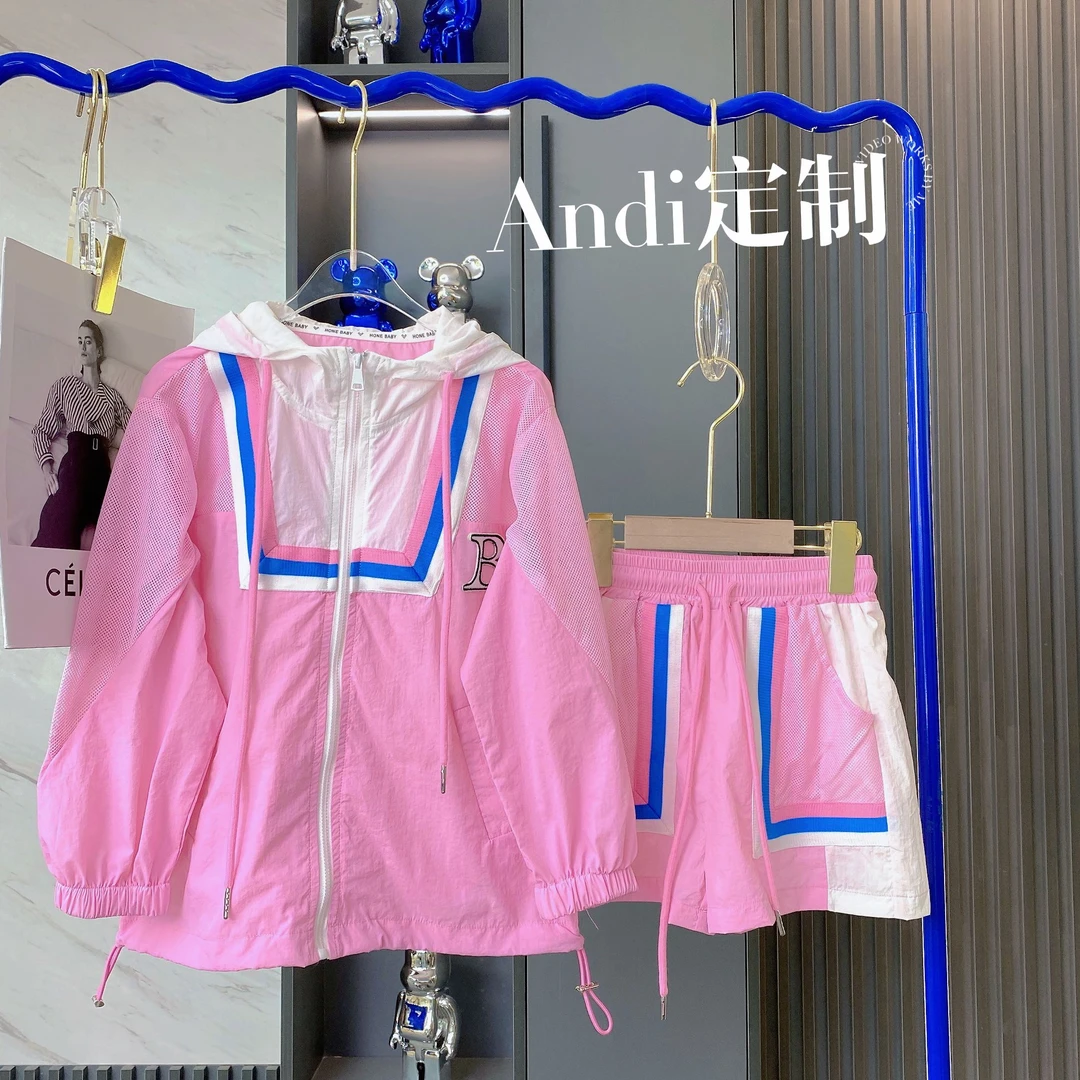 〖ANDI〗订制童装女童B字母连帽防嗮套装298