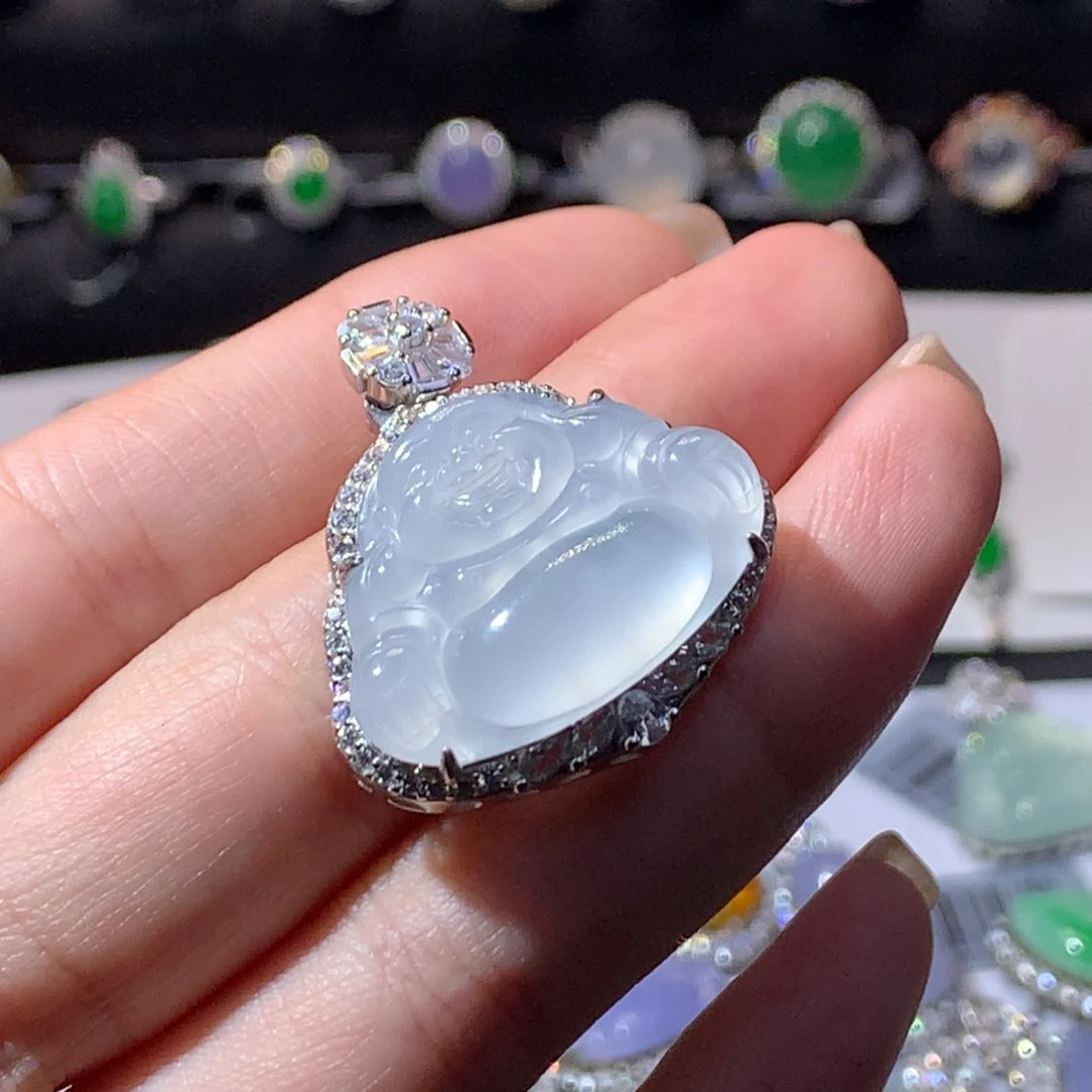 翡翠银S925镶嵌颈饰天然翡翠