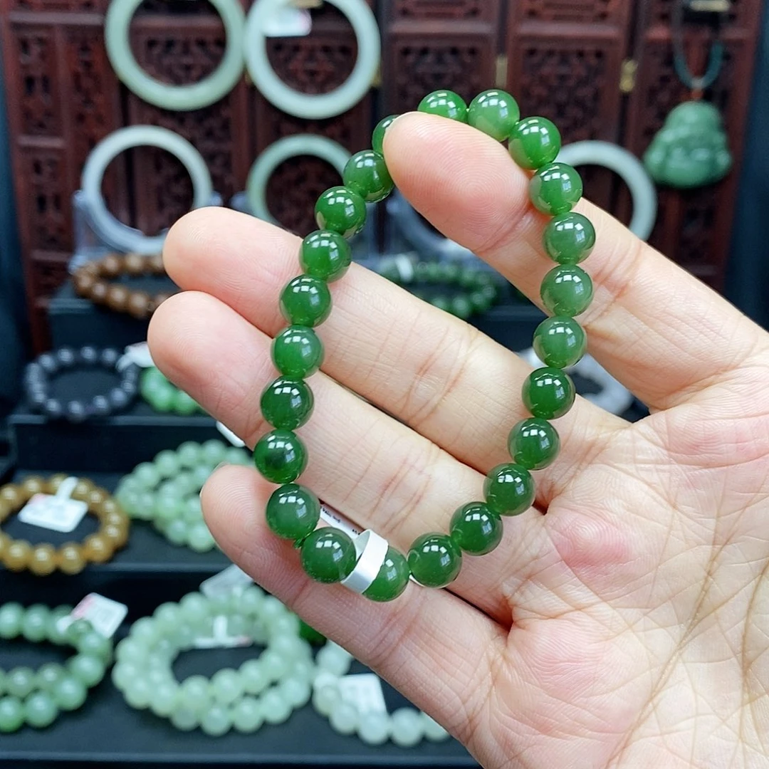 和田玉手串未镶嵌碧玉8