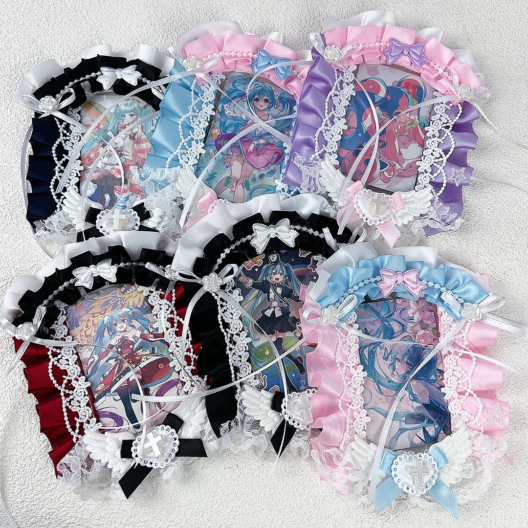 原创手作diy高颜值咕卡套ins风二次元公主洛丽塔天使翅膀花边卡套