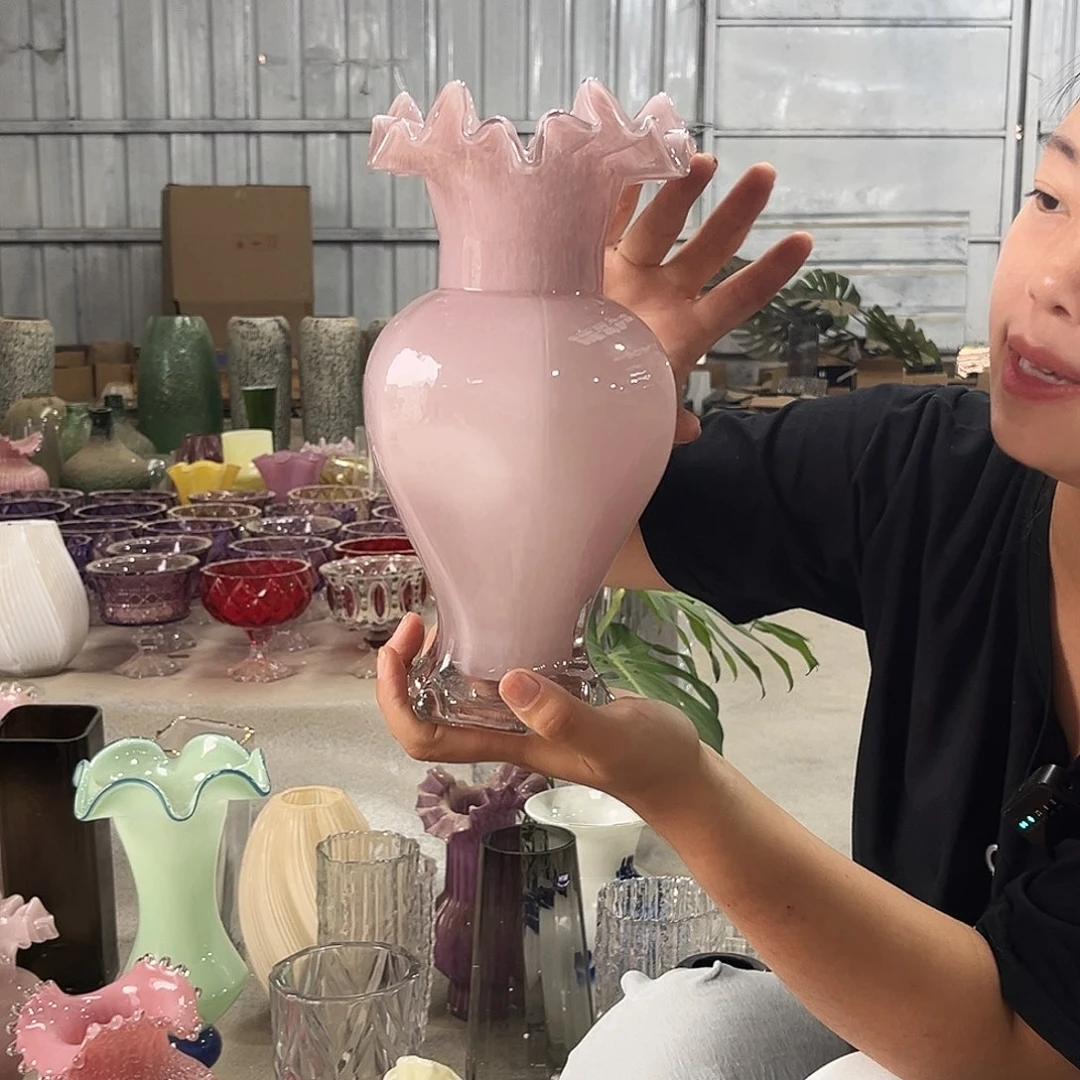 水晶琉璃花瓶紫色