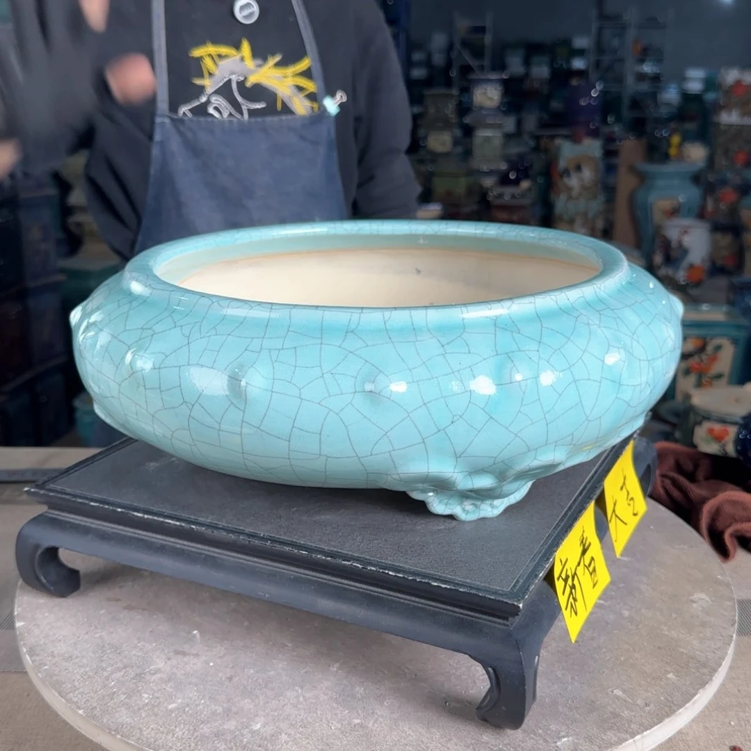 一风堂石湾花盆。高温裂微瑕