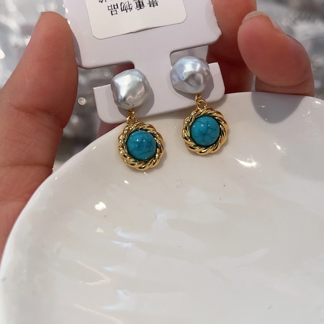 合金淡水珍珠耳饰