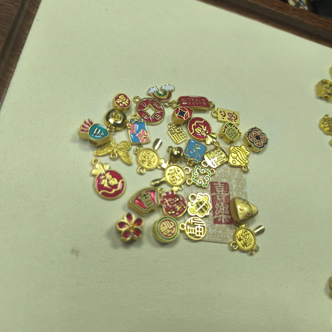 随机一包福利30个吊坠隔珠DIY转运珠福袋古法金饰品配件