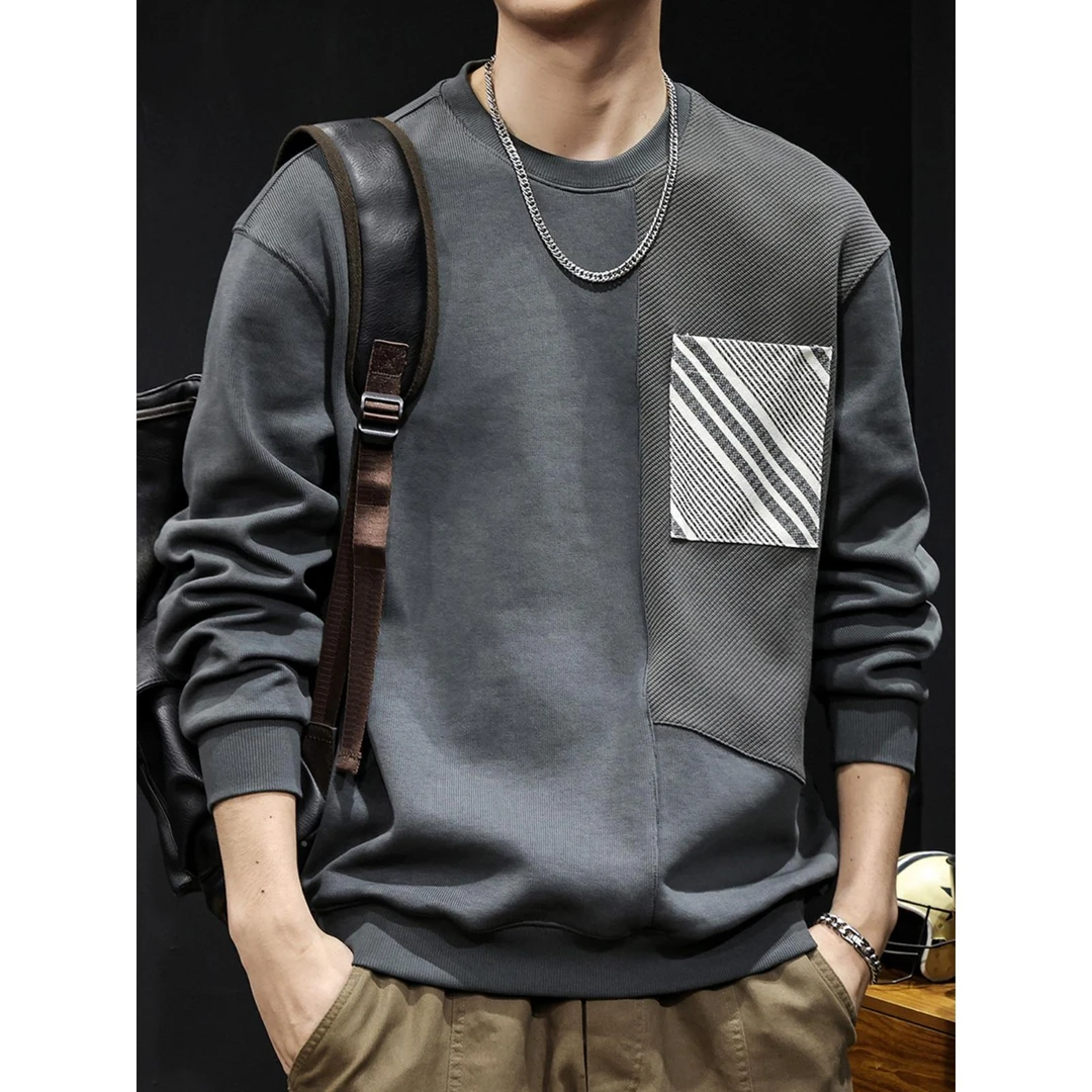 杜拉妮时尚百搭拼接贴片运动衫2025年秋季新款长袖新潮秋冬款卫衣