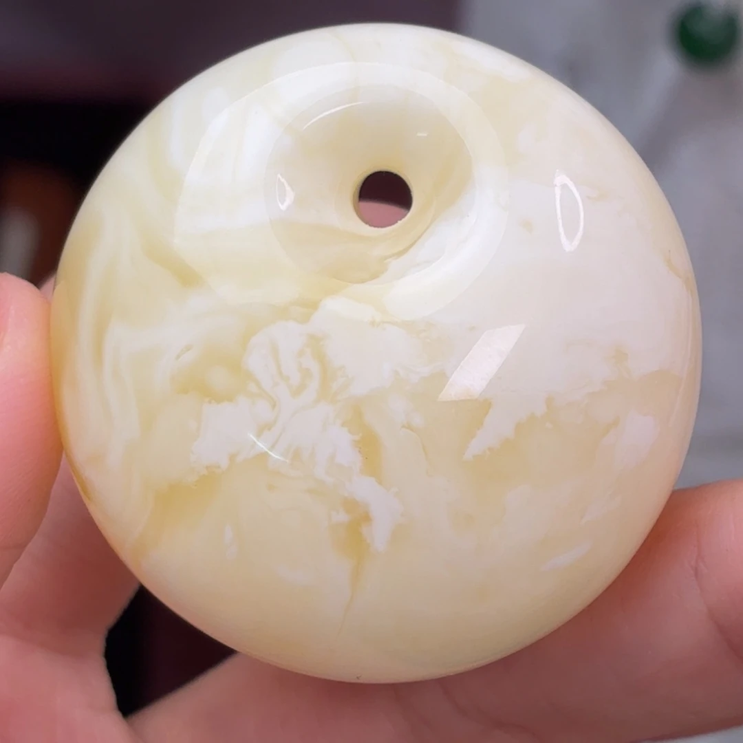 蜜蜡未镶嵌吊坠(不含链)奶白妖花扣子