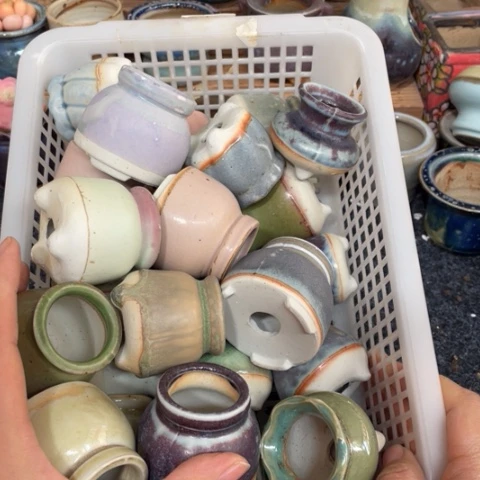 紫砂花盆瑕疵10个颜色款式随机发口径3左右