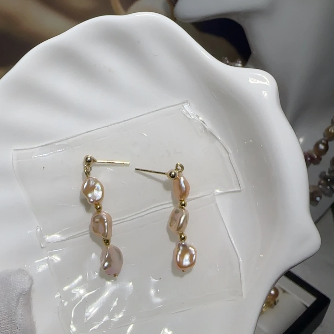 淡水珍珠耳饰银S925镶嵌