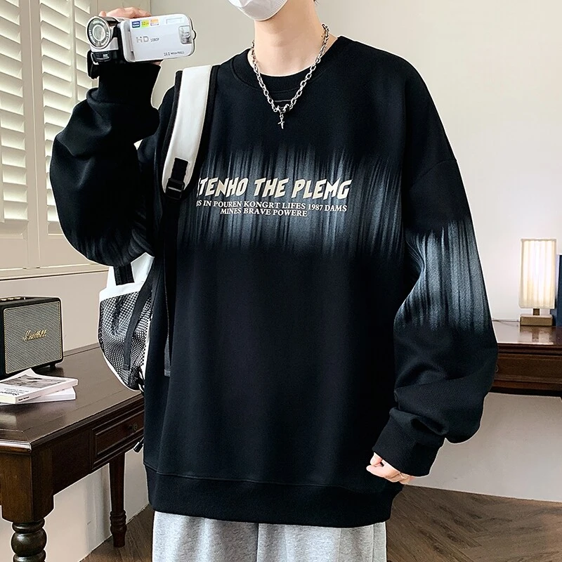 青少年卫衣宽松休闲春季新款长袖百搭潮流港风印花字母圆领韩版男