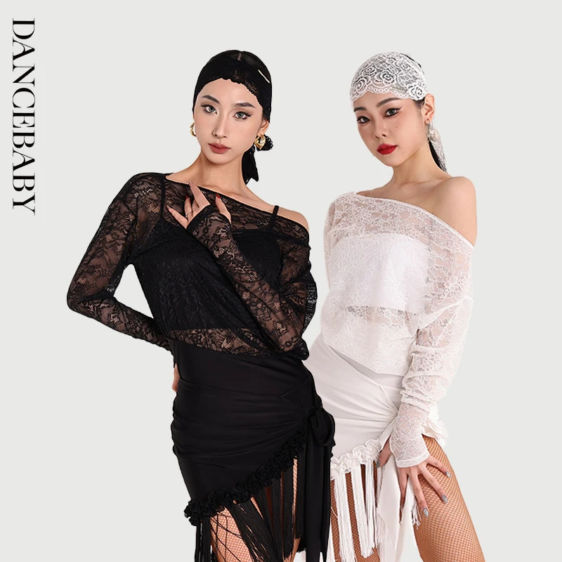 DANCEBABY拉丁舞裙子半身裙短裙国标舞女舞蹈流苏裙斜跨半裙YD466